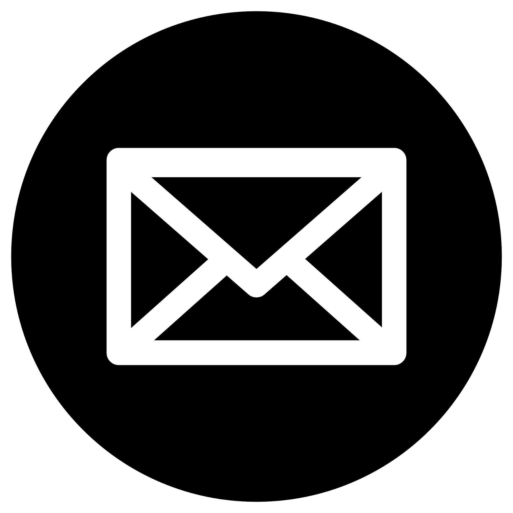 White Envelope on Black Round Background