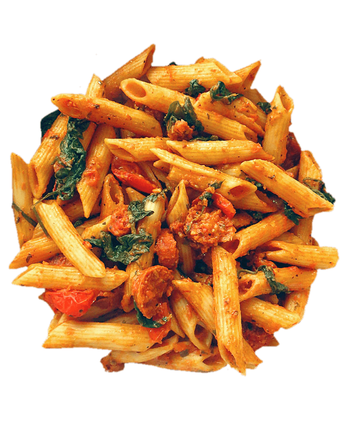 Spinach and Chorizo Red Pesto Penne