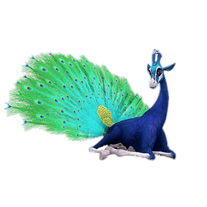 Zafari character Pokey the giraffe peacock