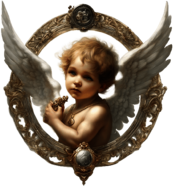 Cherub Holding a Locket