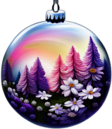 Floral Printed Bauble With Spring Blossoms, Minimalist - Single Item, Decorated Christmas Bauble, High Detail, No Shadow