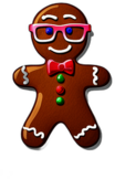 Gingerbread Man With A Fondant Book And Glasses, Minimalist - Gingerbread Men, Decorated For Christmas, With Colorful Details And Icing, Single Item, No Shadow
