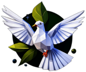 Peace Dove With Stars Around, Holding An Olive Branch., In The Style Of A Cartoon Animation Character - Full Body, Single View, No Shadow