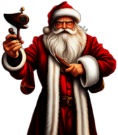 Santa Claus Figure As A Puppet On Strings, With A Wooden Controller, Classic - Detailed Figure Of A Classic Santa Claus, Emphasis On Colors And Festive Attributes, Full Body Figure In The Middle Of The Frame, High Detail, White Background, No Shadow