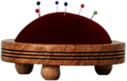 Red Pin Cushion on Wooden Stand