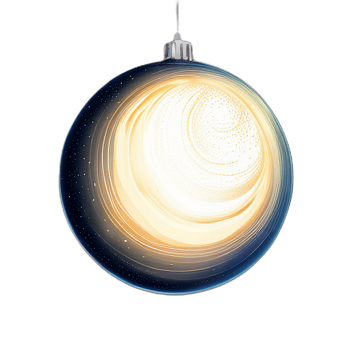 Space-Themed Bauble With Planets And Stars, Minimalist - Single Item, Decorated Christmas Bauble, High Detail, No Shadow