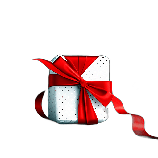 Circular Gift In A Red And White Polka Dot Paper With A Matching Ribbon, Minimalist - Single Christmas Present, Wrapped In Exquisite Festive Wrapping, Minimalist, No Shadow