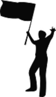 Silhouette of Man with Flag