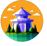 Tea House, Minimalist App Icon - Circle Icon Bevel Border