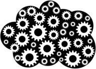 Cloud with Gears Black and White