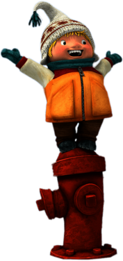 Snowsnaps Sami standing on fire hydrant