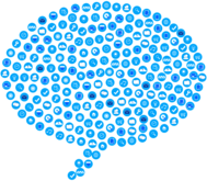 Speech Bubble with Blue Icons