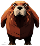 Walrus, Cartoon Character - In The Style Of Pixar, Single View, No Shadow