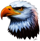 Eagle, Cartoon Character - In The Style Of Pixar, Single View, No Shadow
