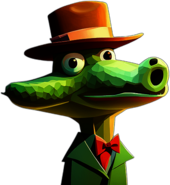 Crocodile, Cartoon Character - In The Style Of Pixar, Single View, No Shadow