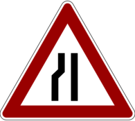 Narrow Road Warning Road Sign