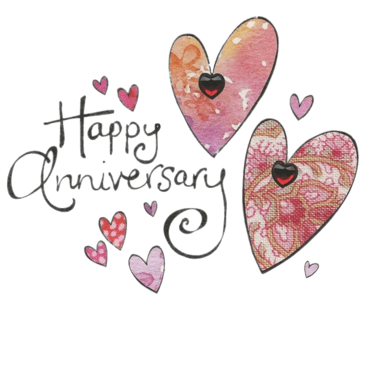Happy Anniversary Coloured Hearts
