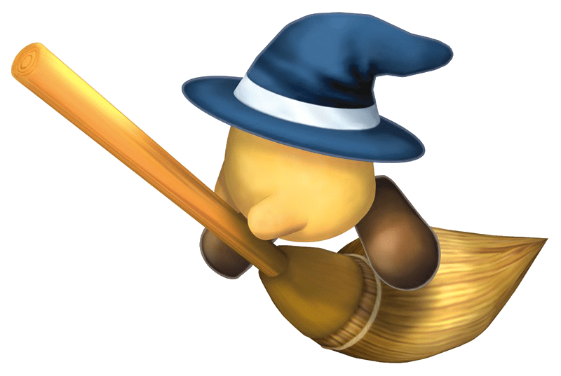 Kirby Broom Hatter Flying Around