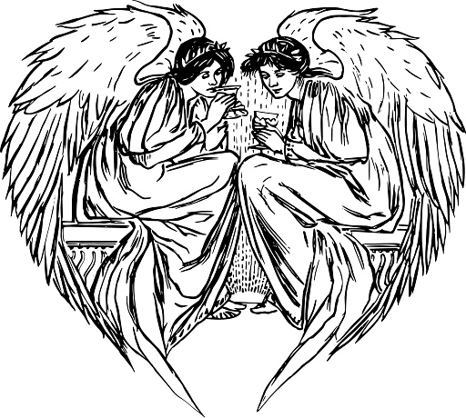 Two Angels Heart Shaped Wings