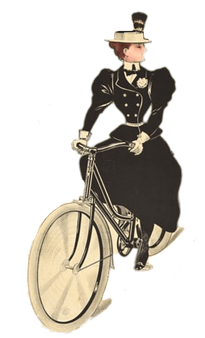 Woman Riding A Bicycle Vintage Illustration