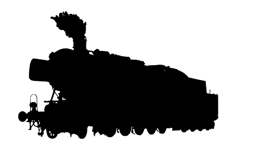 Silhouette of Modern Steaming Locomotive