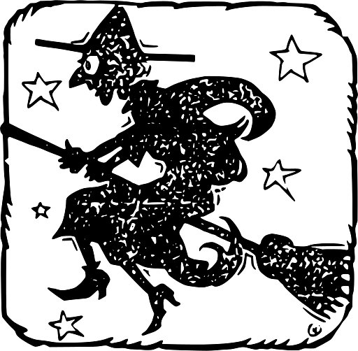 Halloween Witch in Starry Sky