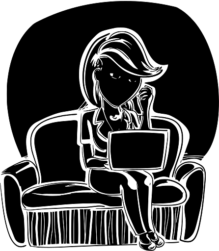 Woman Working on Laptop on Couch