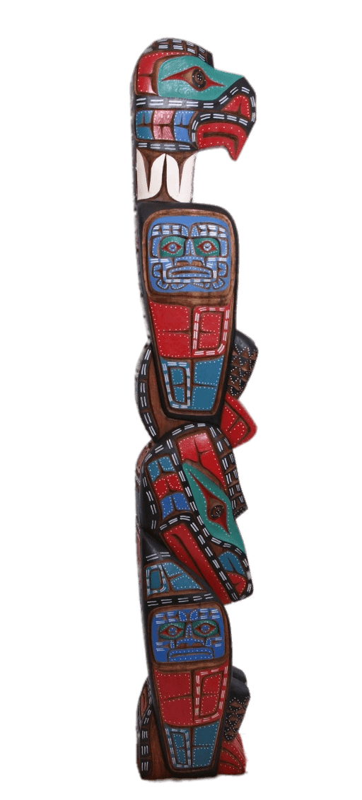 Eagle and Raven Totem Side View