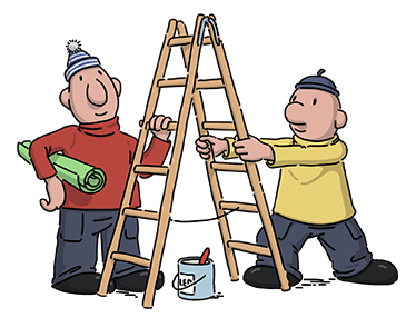 Pat & Mat With Ladder Cartoon