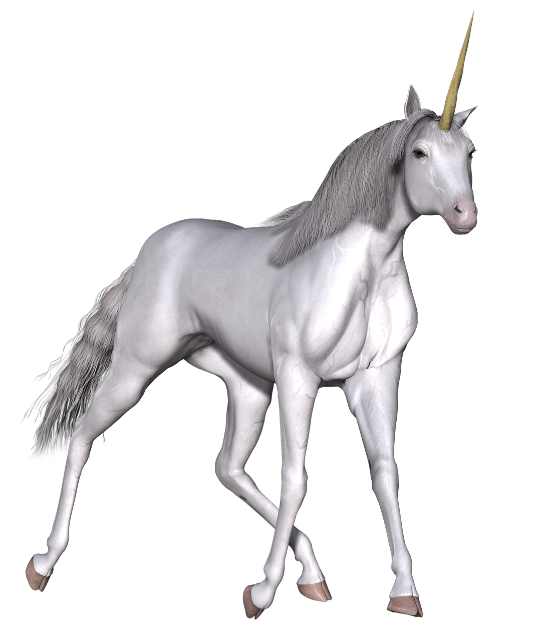 Full White Unicorn Walking