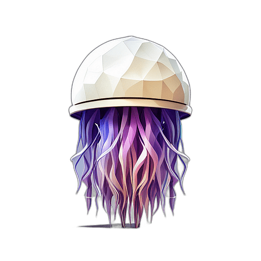Jellyfish, Cartoon Character - In The Style Of Pixar, Single View, No Shadow