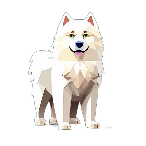 Samoyed, Children'S Cartoon Animation Style - Full Body, Single View, No Shadow