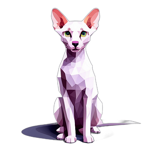 Cornish Rex, Children'S Cartoon Animation Style - Full Body, Single View, No Shadow