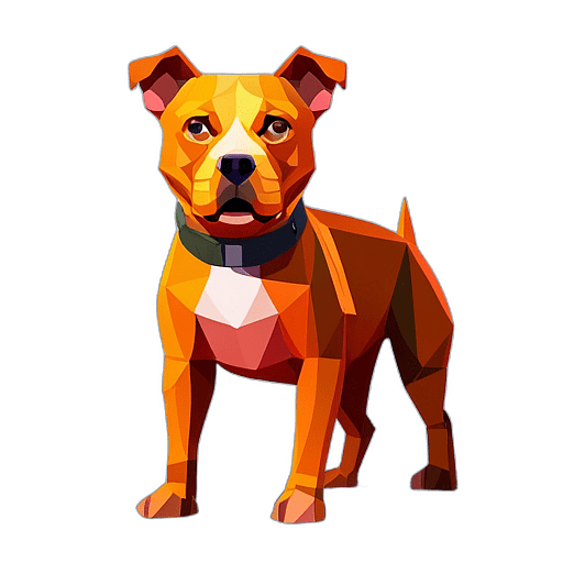 Staffordshire Bull Terrier, Children'S Cartoon Animation Style - Full Body, Single View, No Shadow
