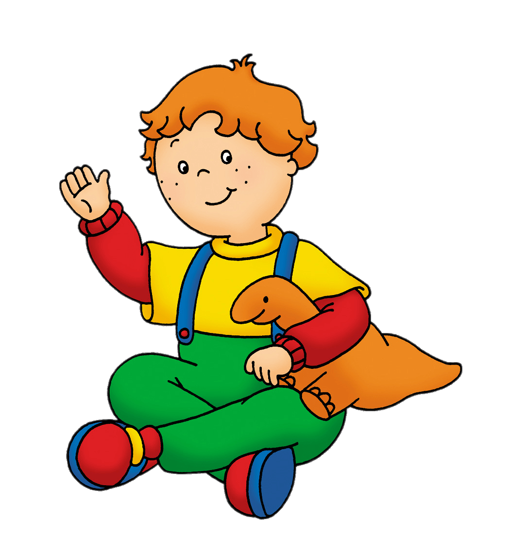 Caillou's Friend Leo Holding Toy Dinosaur