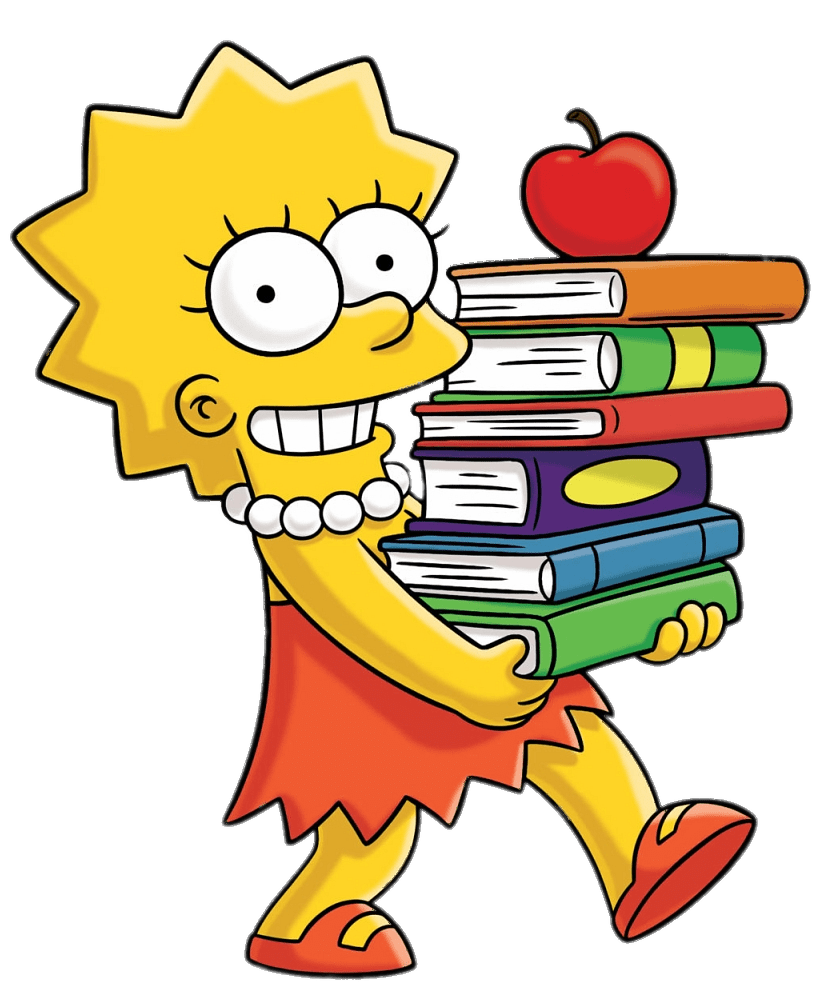 Lisa Simpson with a Pile of Books
