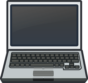 Open Laptop Computer Dark Grey Clipart
