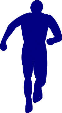 Blue Silhouette of a Running Man