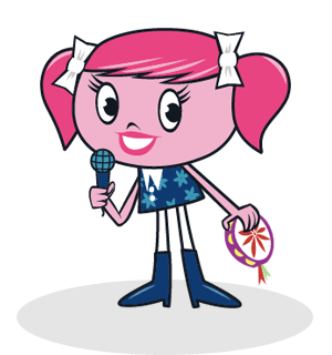 Cha-Ching Character Charity Holding Microphone