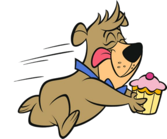 Boo Boo Bear Running With Cupcake