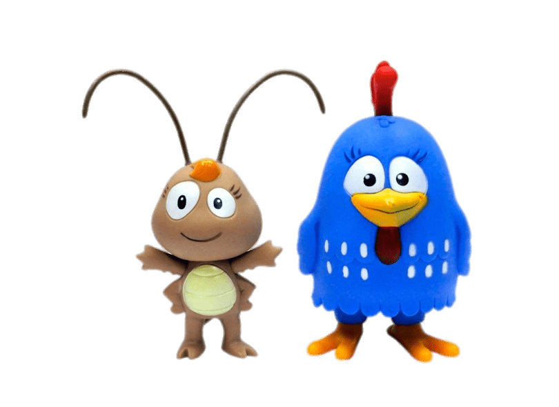 Lottie Dottie Chicken and Connie Cockroach Figurines