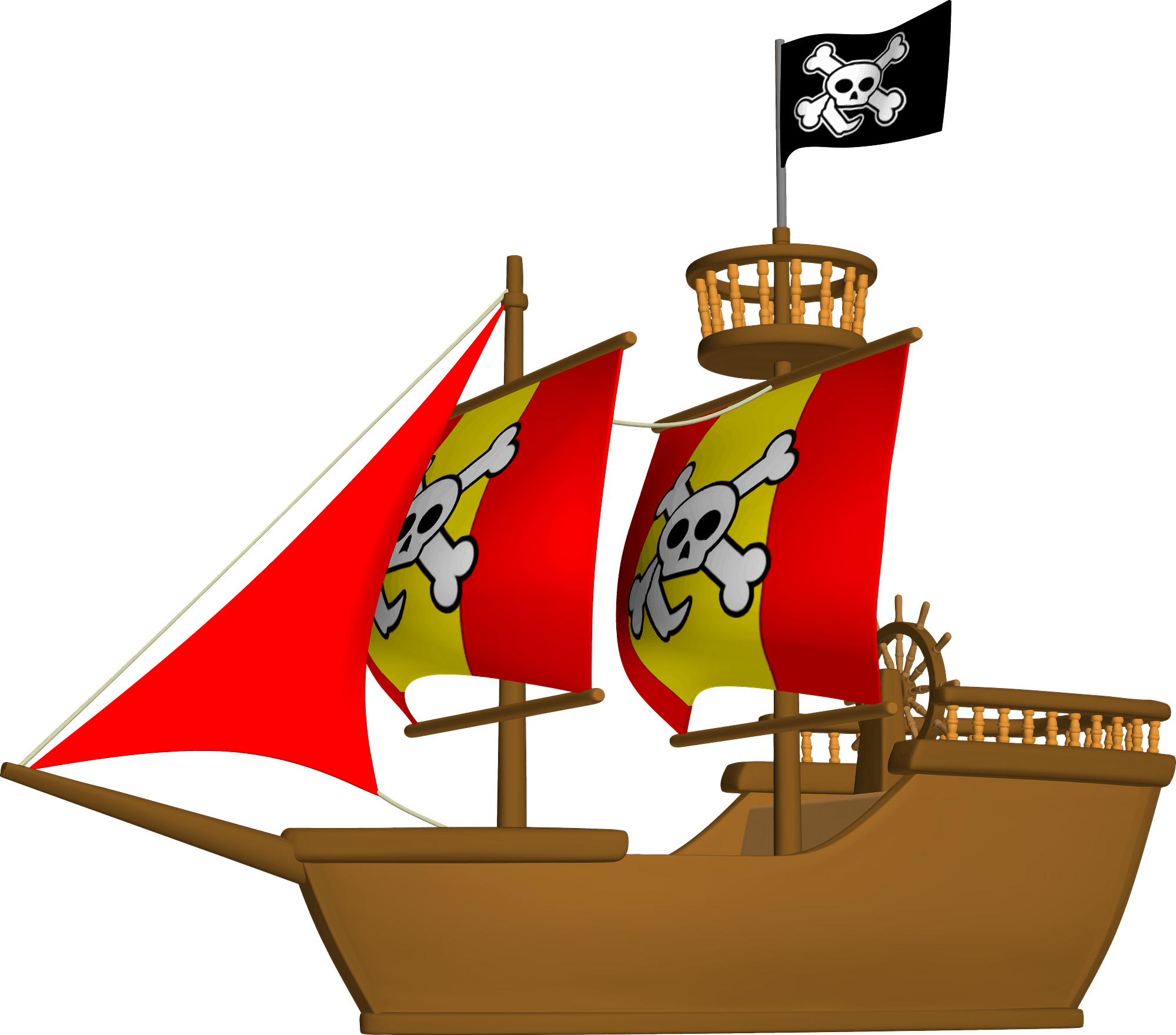 Pirate Ship with Red Sails