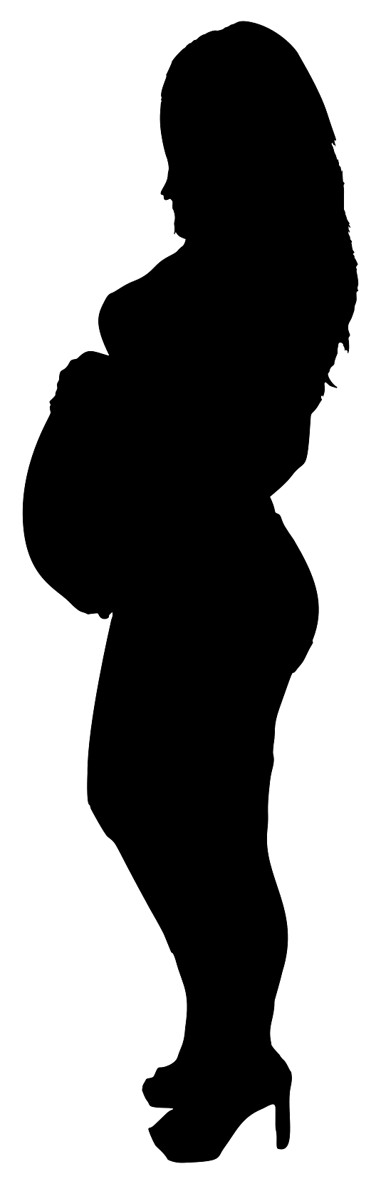 Silhouette of a Pregnant Woman on High Heels