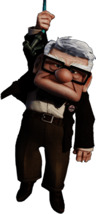 Carl Fredricksen Holding on To Hose
