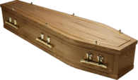 Wood Coffin With Golden Handels