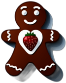 Gingerbread Man With A Strawberry Jam Heart, Minimalist - Gingerbread Men, Decorated For Christmas, With Colorful Details And Icing, Single Item, No Shadow
