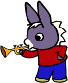 Trotro the Donkey Blowing A Trumpet