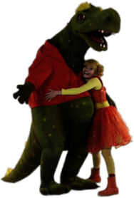 Kaatje Hugging Kamiel the Dino