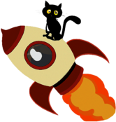 Black Cat on a Big Rocket To Saturn, created with DALL-E