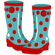 Blue Boots With Red Dots